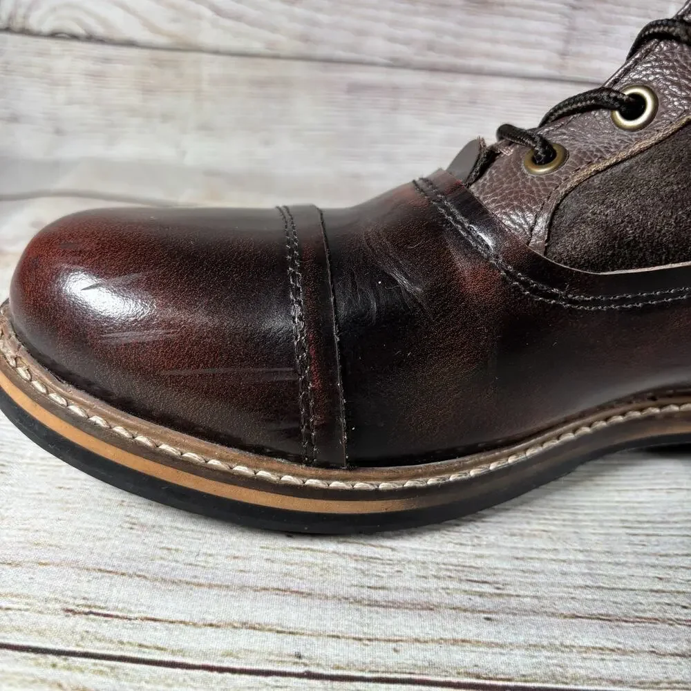 Ben Sherman Rafe Mens Size 7 Boots Leather Lace Up Brown